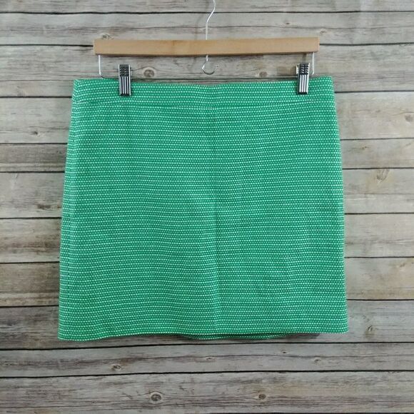 New J Crew Women's Mini Skirt Green Size 8 Dot Dash - Picture 1 of 4